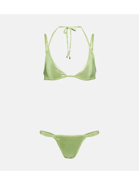 Bikini The Attico cu gât halter verde