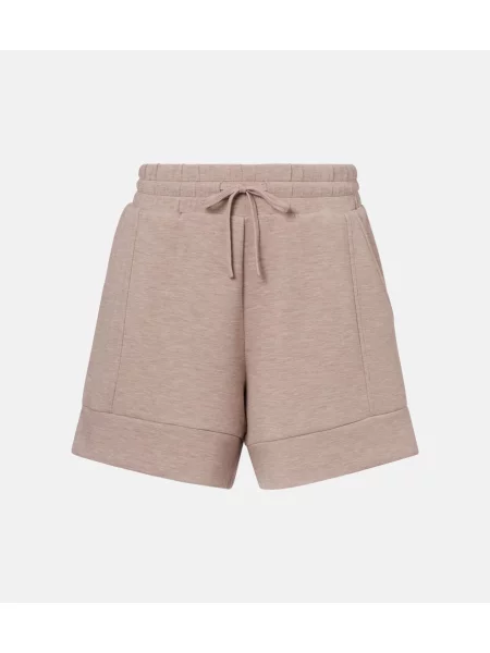 Pantaloni scurți Varley cu talie înaltă din jerseu bej