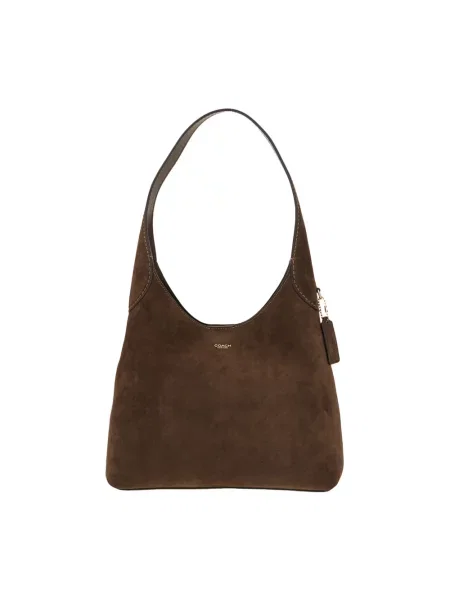 Coach torebka zamszowa Brooklyn Shoulder Bag 28 brązowa