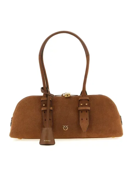 Torebka bagietka Pinko zamszowa brązowa