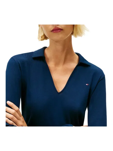 Tricou cu mânecă lungă Tommy Hilfiger albastru