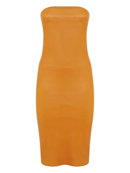 Rochie midi Stouls din piele până la genunchi de costum portocaliu