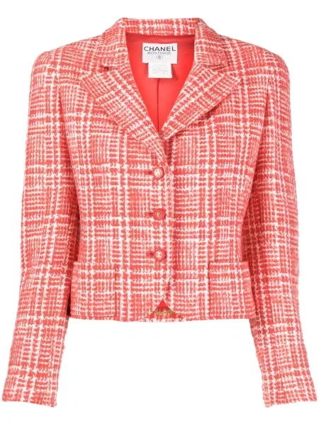 Tvídová bunda Chanel Pre-owned červená