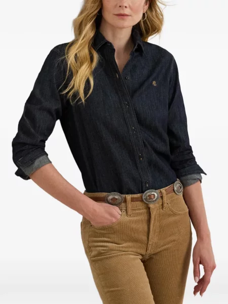 Traper košulja Lauren Ralph Lauren s vezom plava