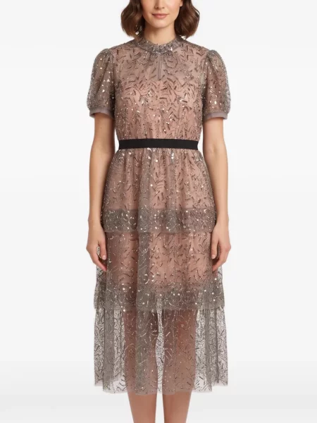 Rochie midi Self-portrait cu paiete gri