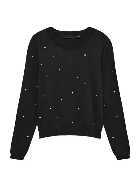 VERO MODA Pulover VMNEWGLORY negru / perlat alb