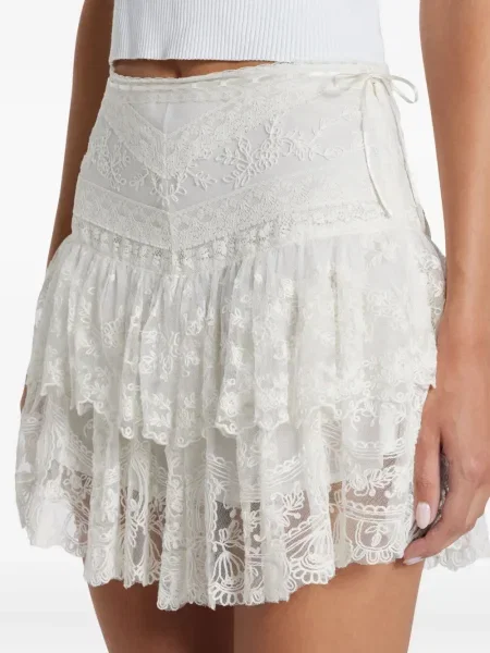 Fusta mini Loveshackfancy din dantelă alb