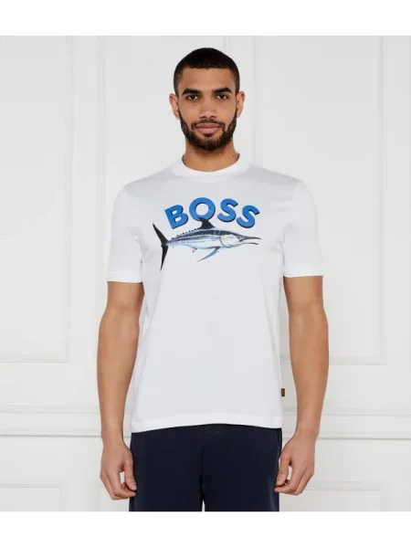 BOSS Póló Bossfish Ekru fehér