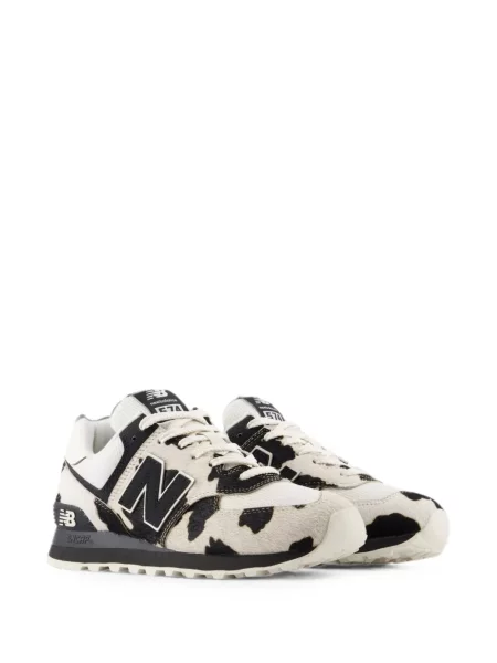 Pantaloni New Balance cu imagine din material terry cu model leopard gri