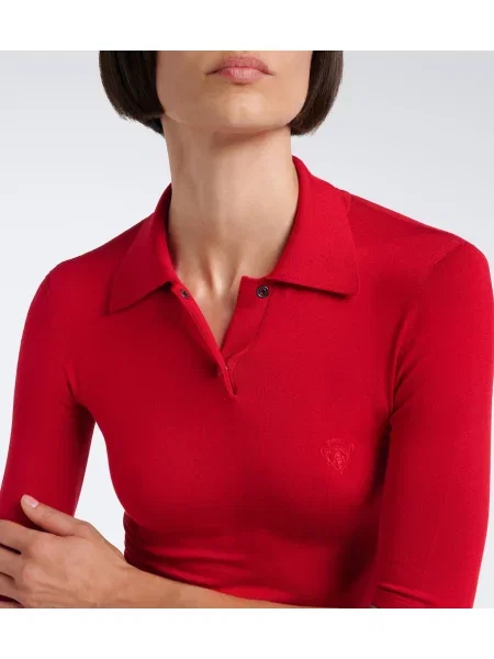 Tricou polo Gucci de mătase roșu