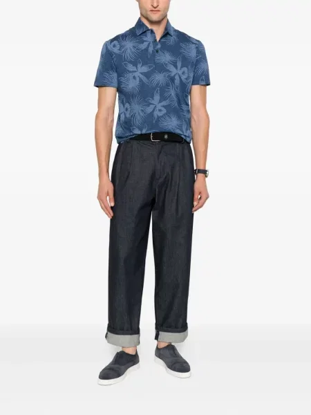 Polo Gran Sasso cu model floral cu imagine albastru