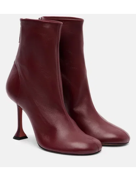 Cizme scurte Amina Muaddi din piele bordo