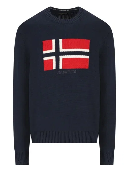 Pulover Napapijri cu decolteu rotund albastru