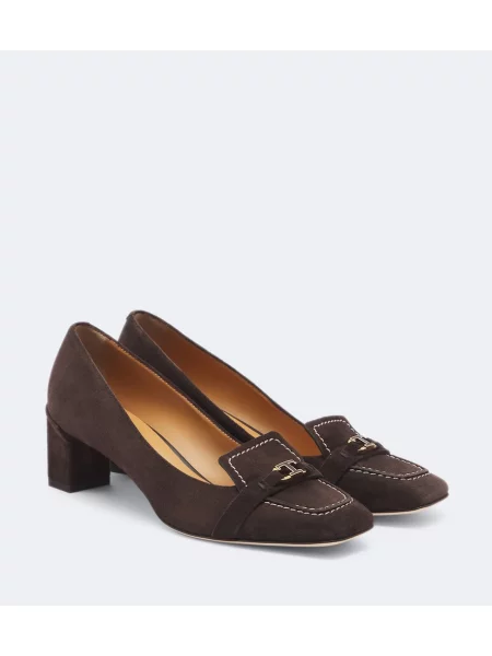 Pantofi cu toc Tod's din piele de căprioară maro