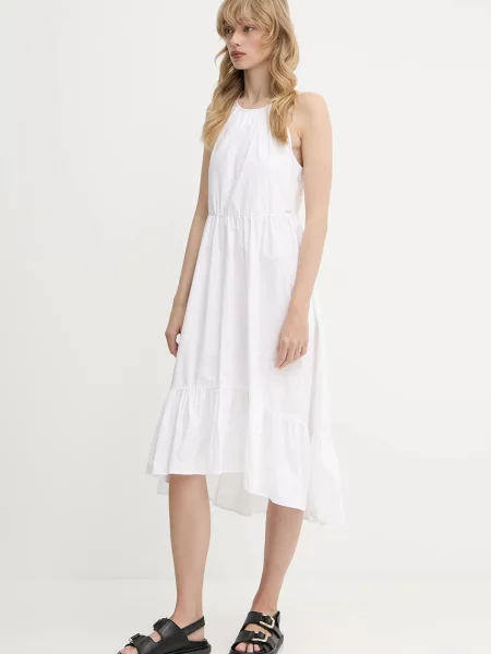 Сукня Armani Exchange midi розкльошена білий
