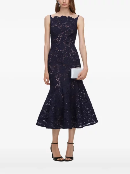 Rochie midi Self-portrait din dantelă albastru