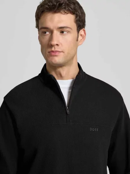 Bluza o kroju regular fit z mieszanka bawełny model PE_HIVE' Boss Orange czarna