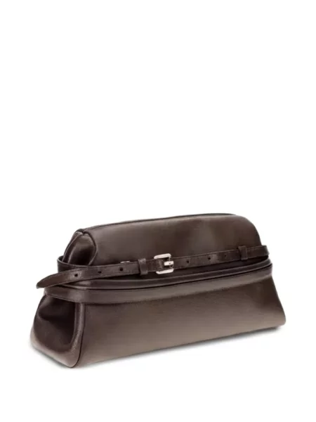 Geantă Moschino din piele cu cataramă maro