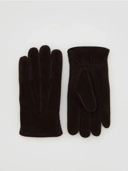 Замшевые перчатки Reserved коричневые