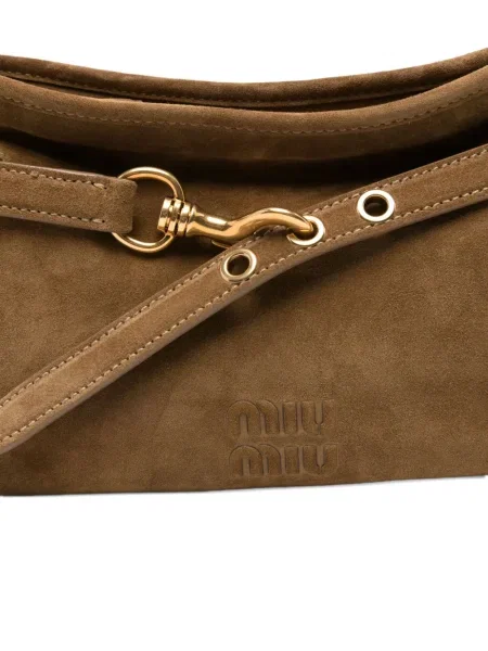 Geantă Miu Miu din piele de căprioară maro