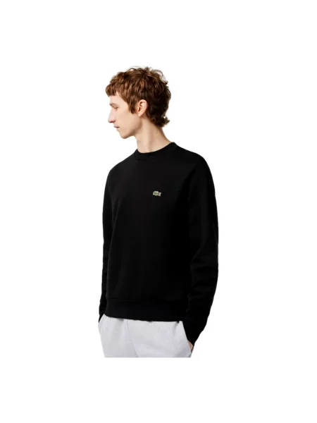 Lacoste Bluzy Mężczyzna XL Bluza z bawełny czesanej z okrągłym dekoltem czarny
