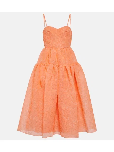 Midi obleka Erdem organza oranžna
