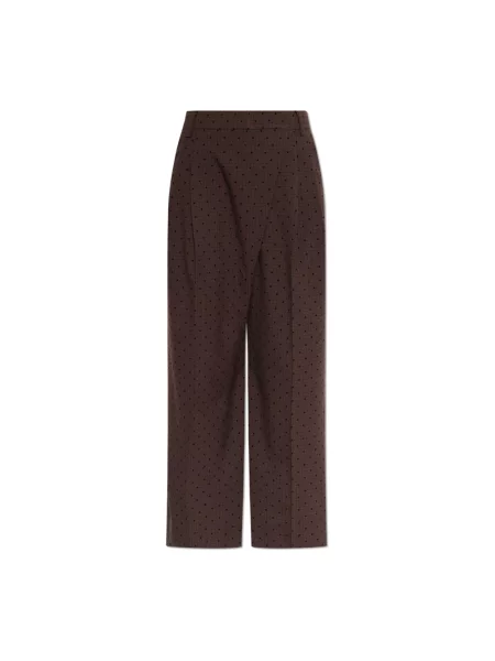 Spodnie Ganni w kratkę brązowe