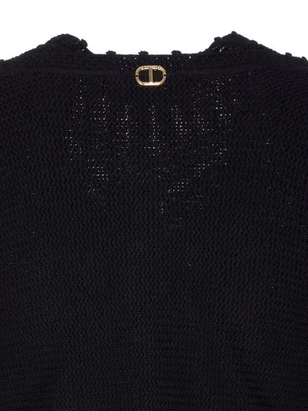 Pulover Twinset cu broderie cu model floral tricotate negru