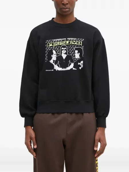 Hanorac crewneck Aries cu imagine negru