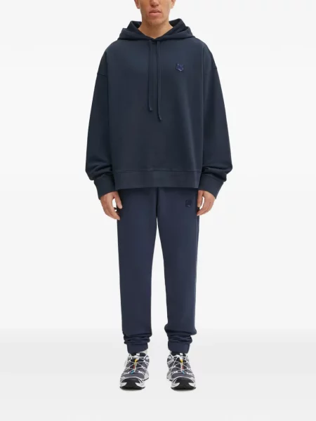 Pantaloni Maison Kitsune cu broderie alergare albastru