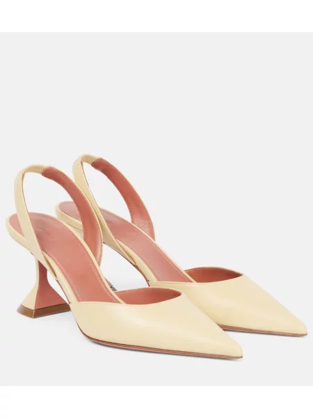 Usnjene salonarji Amina Muaddi z odprtimi petami rumena