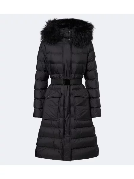 Haină din piele de oaie Moncler din piele de oaie negru