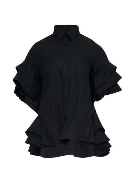 Bluză Noir Kei Ninomiya cu volane evazată negru