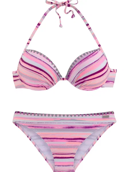 VENICE BEACH Bikiny opálová cyklaménová / svetloružová sivá