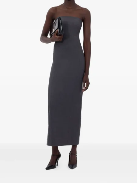 Rochie midi Loulou De Saison fără bretele gri