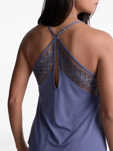 Top Aubade cu broderie albastru