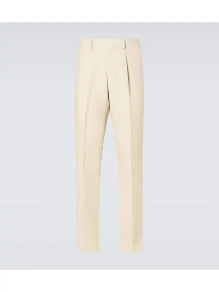 Lněné kalhoty Lardini béžové