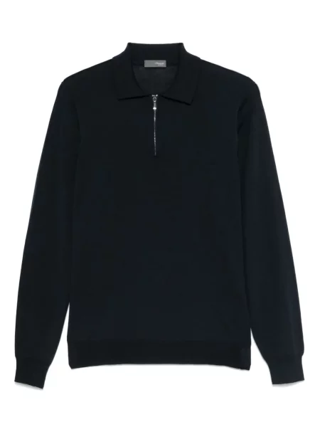 Tricou polo Drumohr de lână albastru