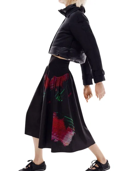 Fustă Desigual cu model floral negru