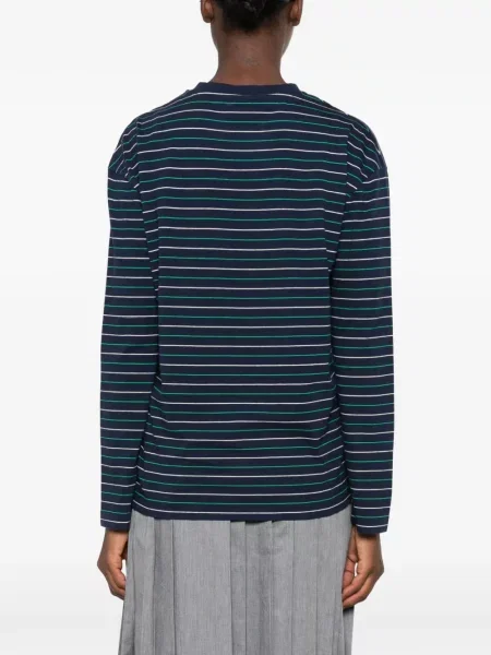 Lung tricou Sporty & Rich cu dungi albastru