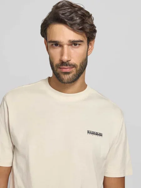 T-shirt z logo i okrągłym dekoltem Napapijri biała