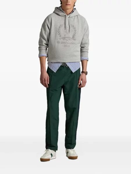 Tricou Polo Ralph Lauren din piele cu broderie în carouri maro