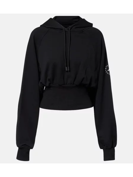 Hanorac cu glugă Adidas By Stella Mccartney din jerseu negru