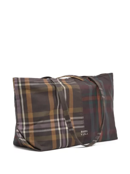 Geantă shopper Bimba Y Lola în carouri verde