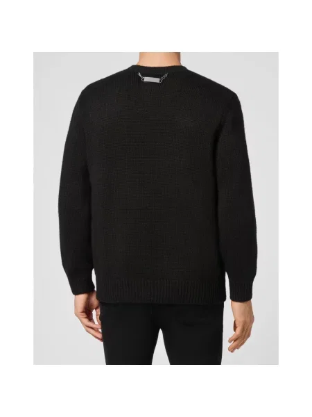 Sweter Philipp Plein wełniany typu teddy czarny