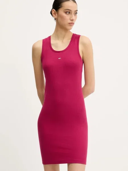 Tommy Jeans sukienka mini dopasowana różowy