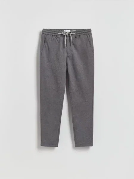 Reserved Spodnie carrot z wiązaniem ciemnoszary