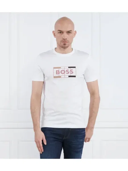 BOSS BLACK Tricou Tessler alb