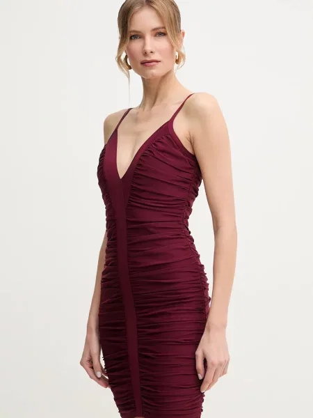 Herve Leger rochie Andrea mini mulata bordo