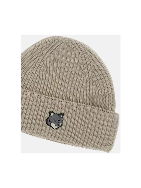 Czapka Maison Kitsune wełniana beżowa